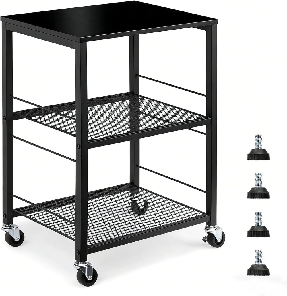 MOOACE 3 Tier End Table with Wheel, Rolling Storage Shelf Side Table Nightsta...