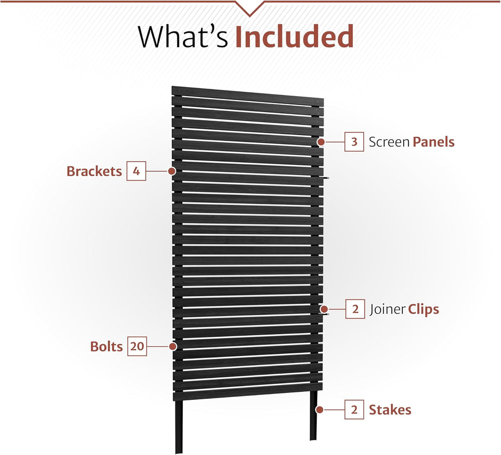 Enclo Aspen Privacy Screen, Charcoal Wood DIY No Dig Kit