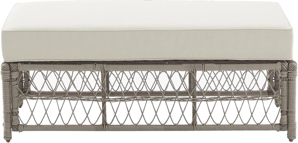 Crosley Furniture Thatcher Wicker Coffee Table and Ottoman Foot Rest for Porc...