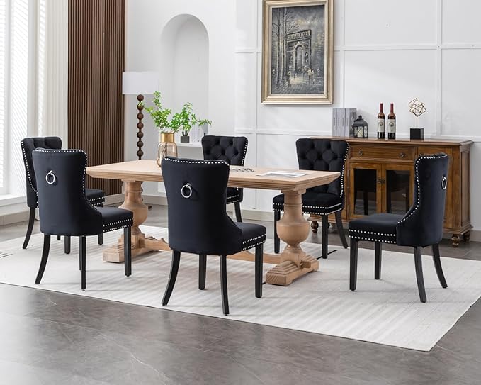 KCC Velvet Dining Chairs Set of 2, Upholstered High-end Tufted Dining Room Ch...
