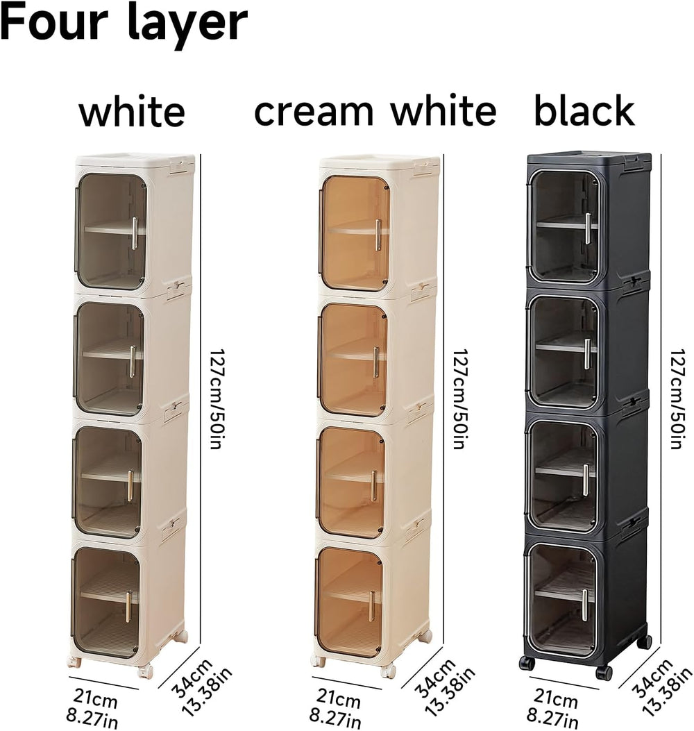 UFORU 4-Tier Tall Narrow Storage Cabinet- Plastic Slim Bathroom Storage Organ...