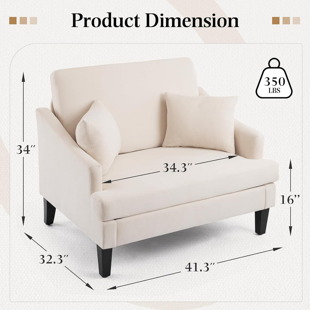 Bezseller 41'' Upholstered Oversized Accent Chairs Set of 2, Beige