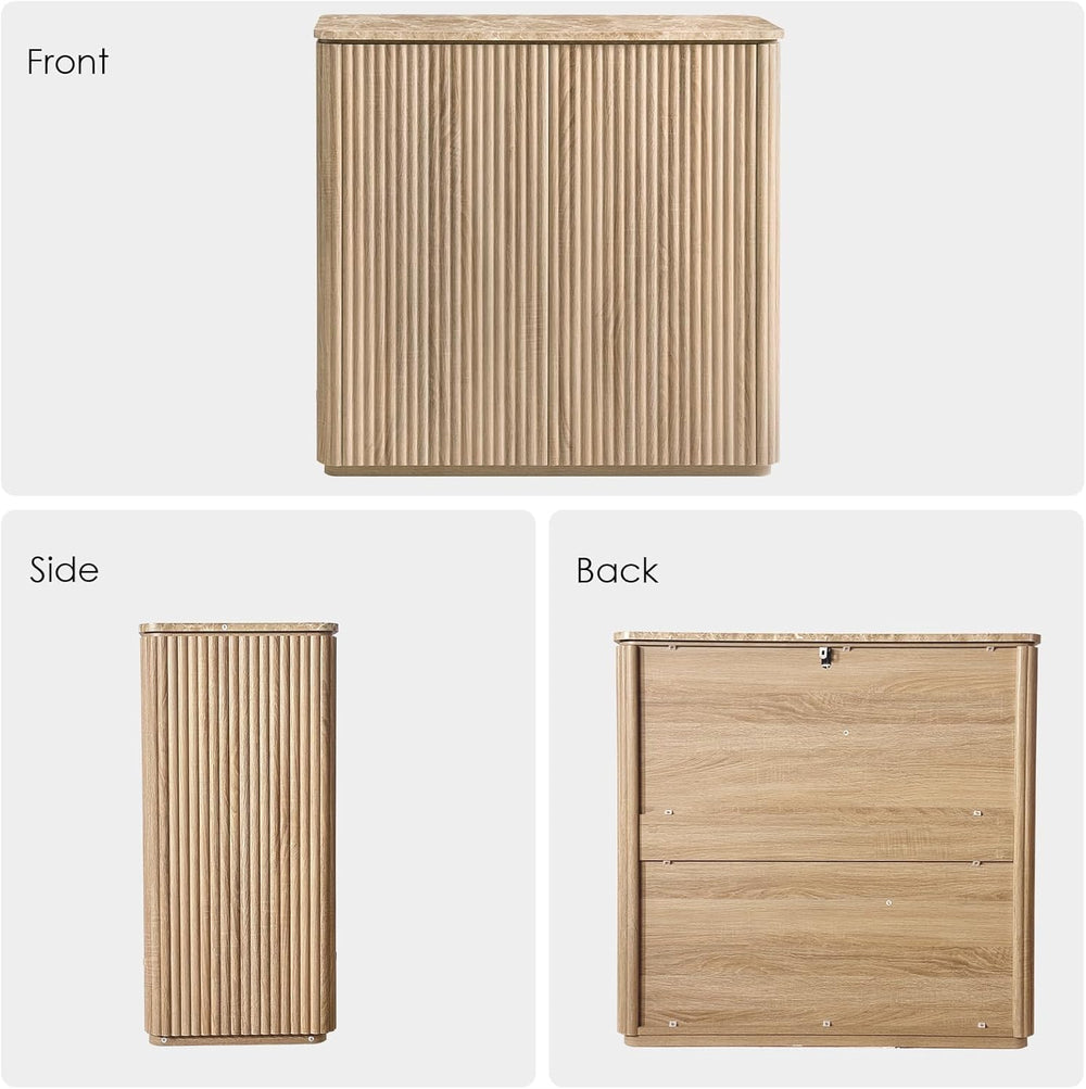 Fluted 2 Doors Sideboard Cabinet with Storage, 34" Wooden Credenza with ...