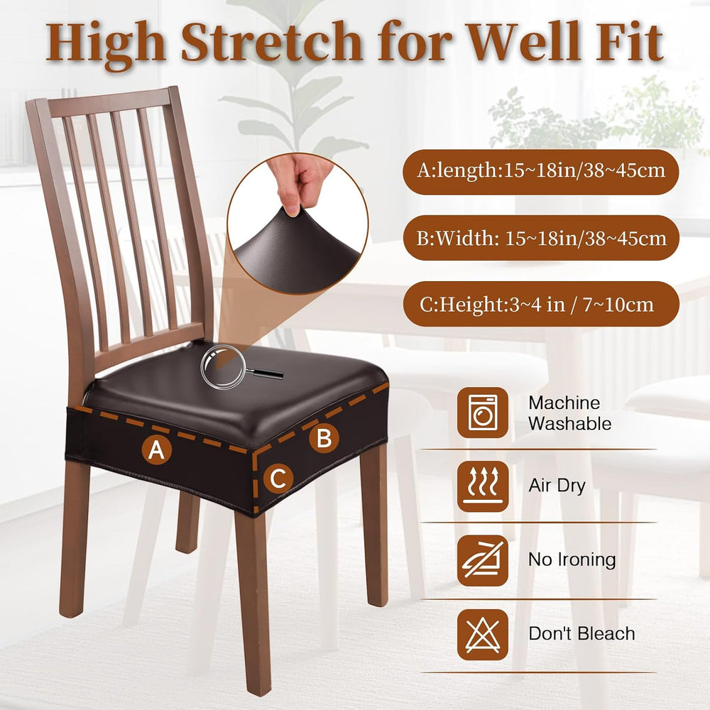 Waterproof Dining Chair Seat Covers Leather Kitchen Seat Covers, Stain Resist...