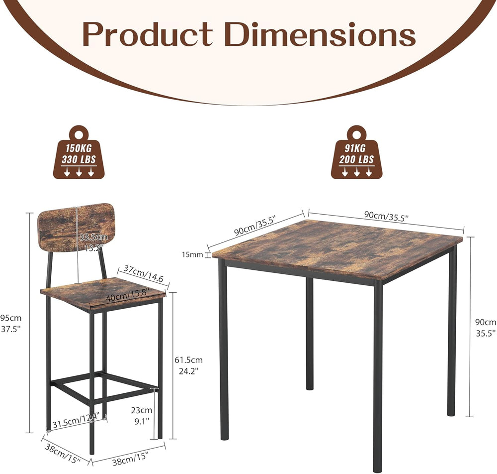 NUNU LAB Kitchen Table and Chairs of 4, Dining Table Set for 4 with Space Sav...