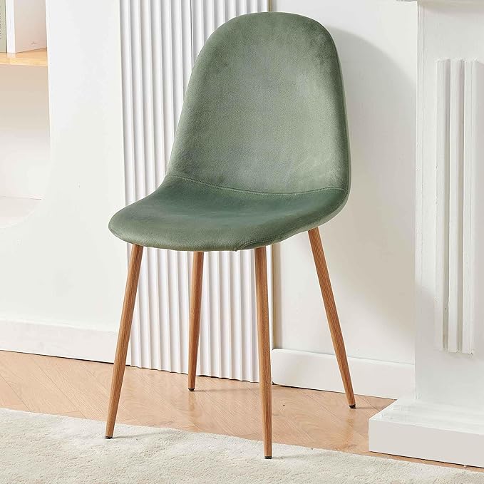 NORDICANA Set of 4 Dining Kitchen Mid-Century Modern Chairs with Metal Legs a...