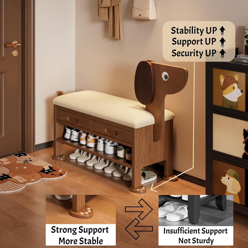 Wooden Shoe Storage Bench Cabinet Rack for Entryway Closet, with Upholstered ...