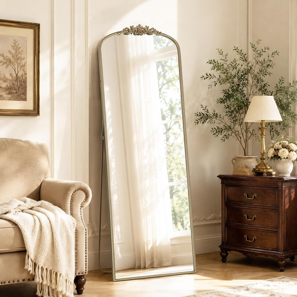 HOMECOOKIN Gold Vintage Arched Full Length Mirror, 65"X22" Antique ...