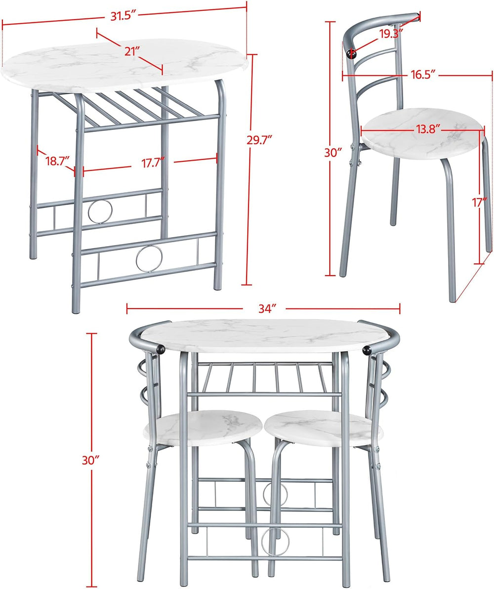Yaheetech 3-Piece Dining Table Set, Breakfast Bistro Table Set for 2, Small K...
