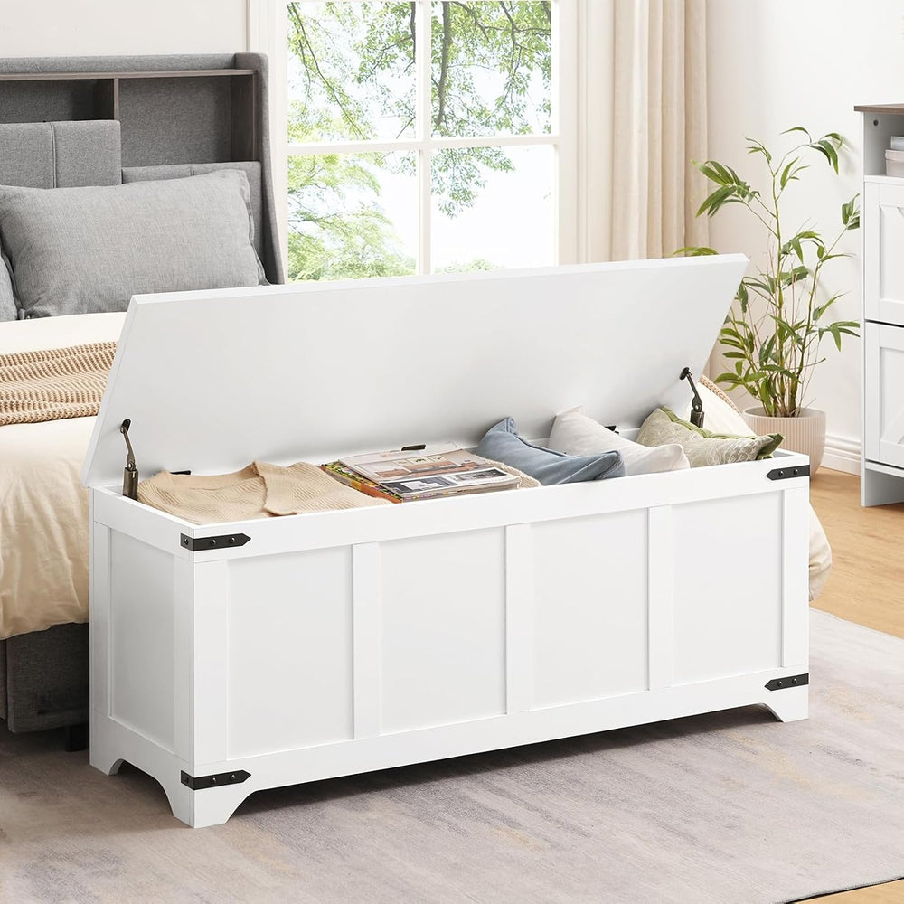 MAHANCRIS 47.2" Storage Chest Extra Large, Wooden Storage Bench with 2 S...