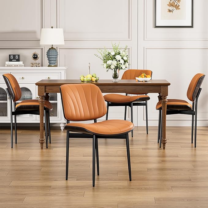 Dining Chairs Set of 6, Mid Century Modern Dining Room and Kitchen Chairs, Up...