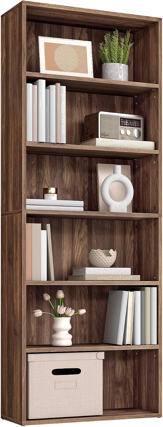 VASAGLE 6-Tier Bookshelf, Storage Organizer, 23.6 x 9.4 x 63.2 Inches