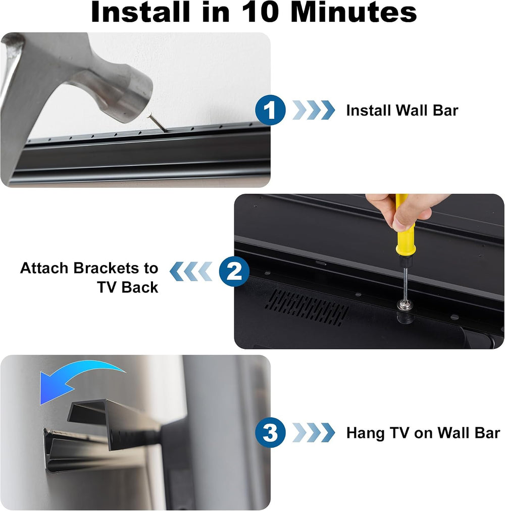 No Stud Drywall TV Wall Mount for 32-100 inch Extra Large TVs up to 180 lbs |...