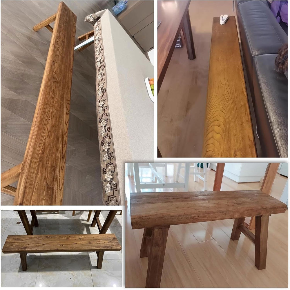 Farmhouse Wooden Narrow Bench Small Entryway Skinny Vintage Noodle Dining Ben...