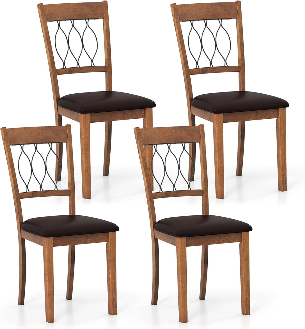 Giantex Dining Chairs Set of 4, Faux Leather Upholstered Armless Kitchen Chai...