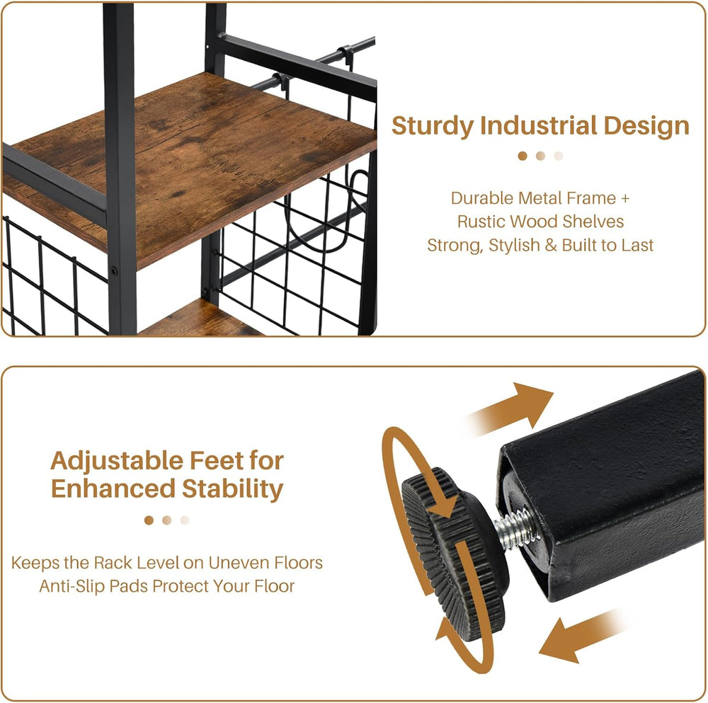 FurnitureR Multifunctional End Table with Guitar Stand, Industrial Style 3-Ti...