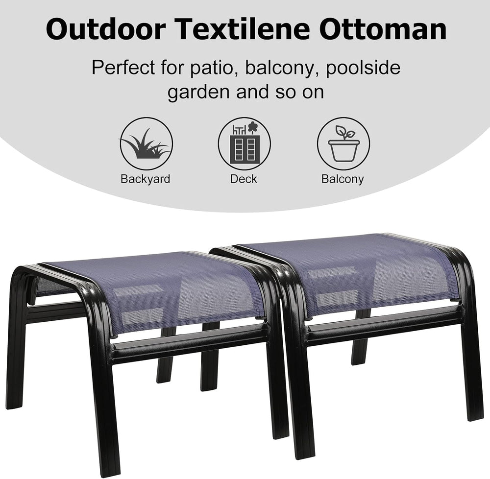 Deiguifei Outdoor Footstools Patio Ottoman All Weather Aluminum Indoor Outdoo...