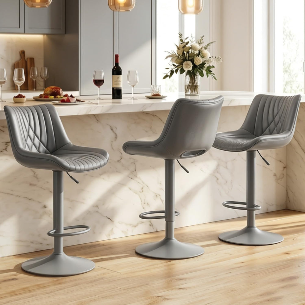 Swivel Bar Stools Set of 3, Height Adjustable Counter Height Bar Stools with ...