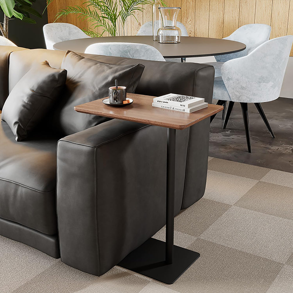 C Shaped End Table, Solid Wood Side Table, 26 Inch High Sofa Tables for Couch...