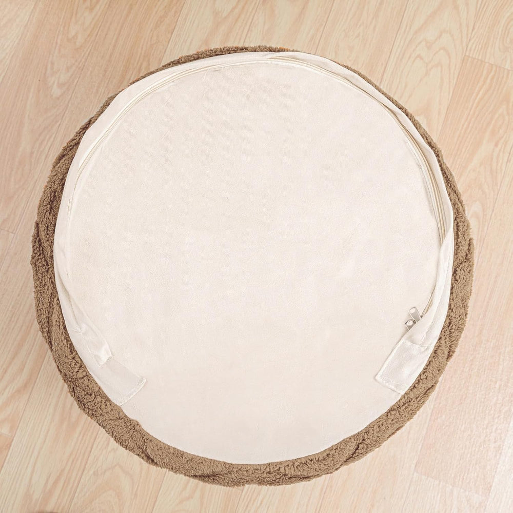 Fluffy Round Ottoman Pouf with All-in-One Foam Filling 20" x 14" Fu...