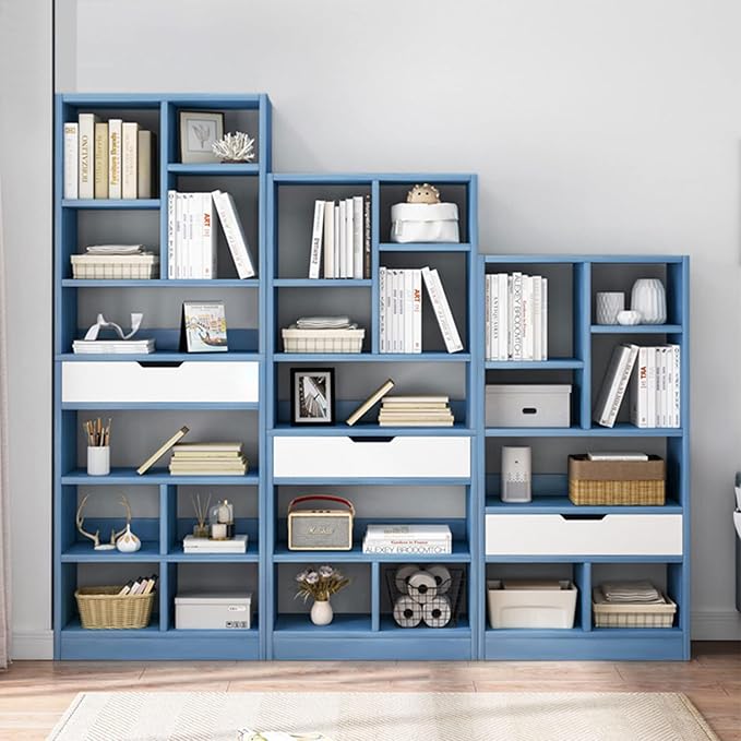 IOTXY Wooden Open Shelf Bookcase - 51" Height Freestanding Display Stora...