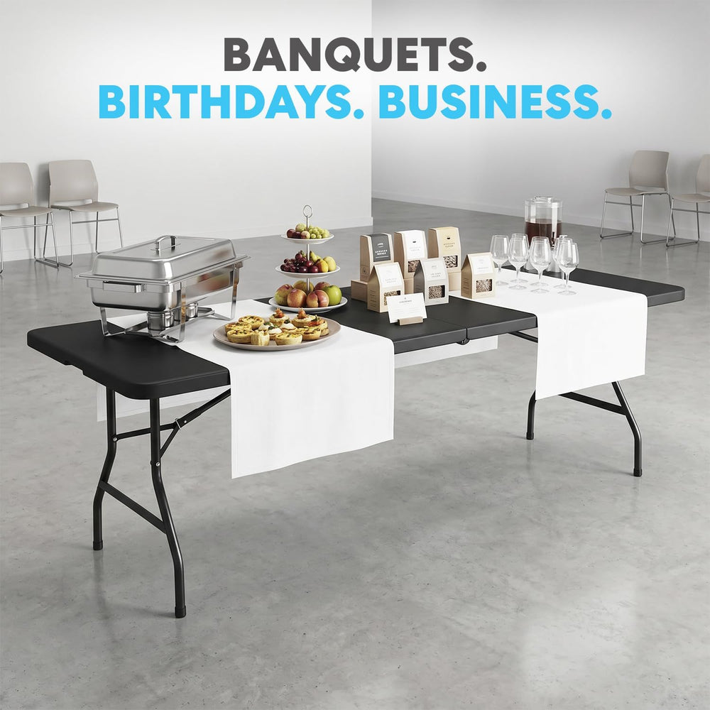 Simpli-Magic 8ft Portable Plastic Folding Table – Indoor & Outdoor Heavy-...