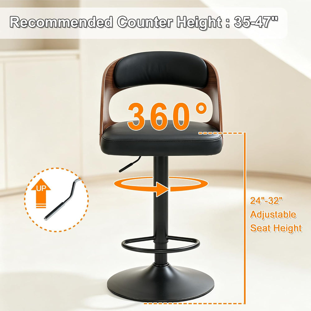 Modern Swivel Bar Stools Set of 4, Adjustable Count Height Barstools
