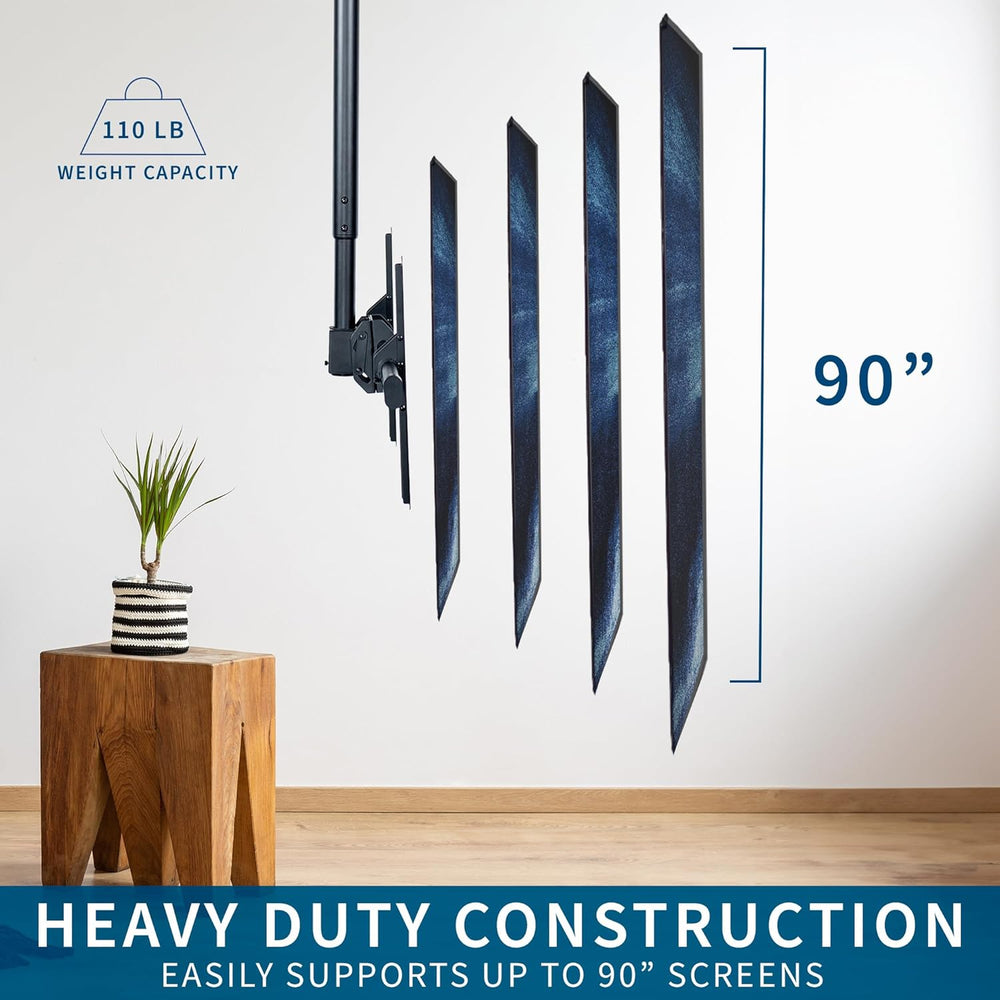 VIVO Black TV Ceiling Mount for 37 to 90 inch Screens, MOUNT-VC90-10 | Full S...