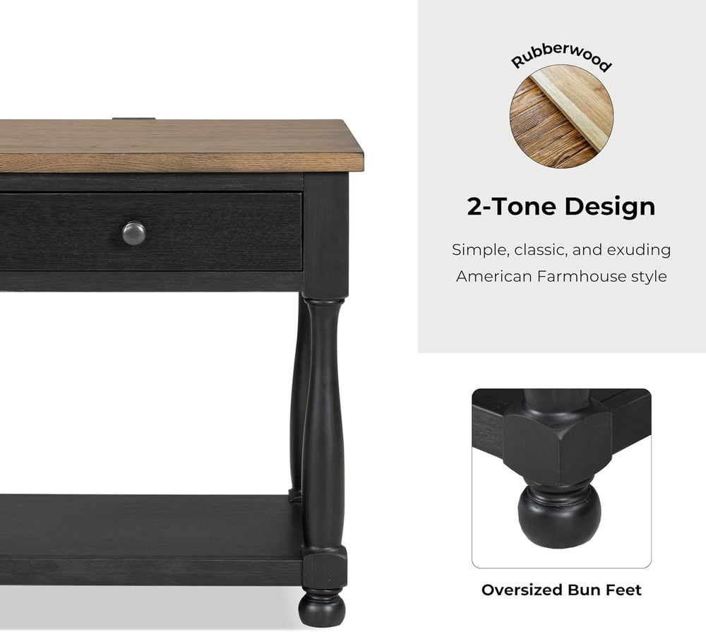 Furniture of America Narella Modern Farmhouse Solid Wood End Tables Set of 2,...