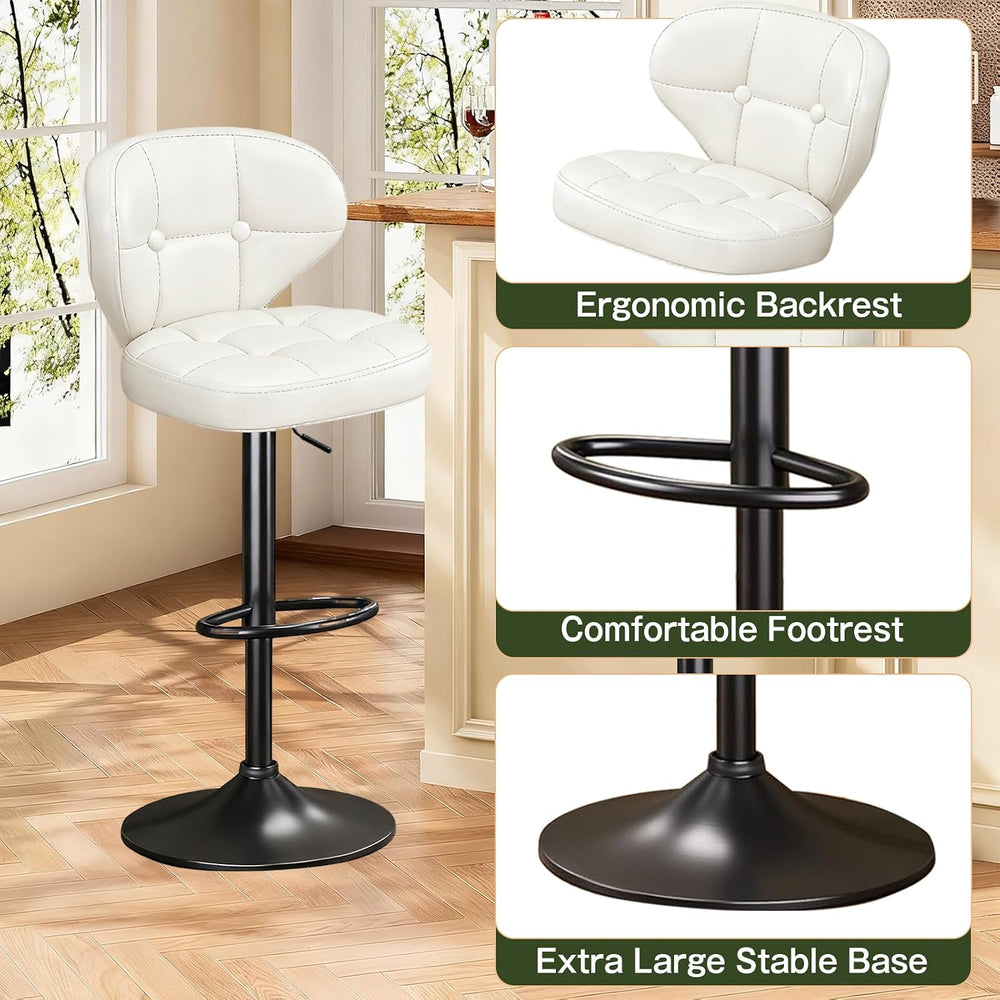 Bar Stools Set of 6, Adjustable Swivel Bar Chairs with 360° Rotation, Padded ...