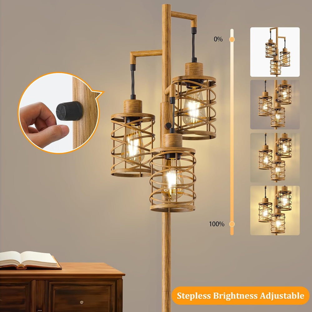 Oneach 70" Industrial Floor Lamp, Stepless Dimmable Standing Lamp with 3...