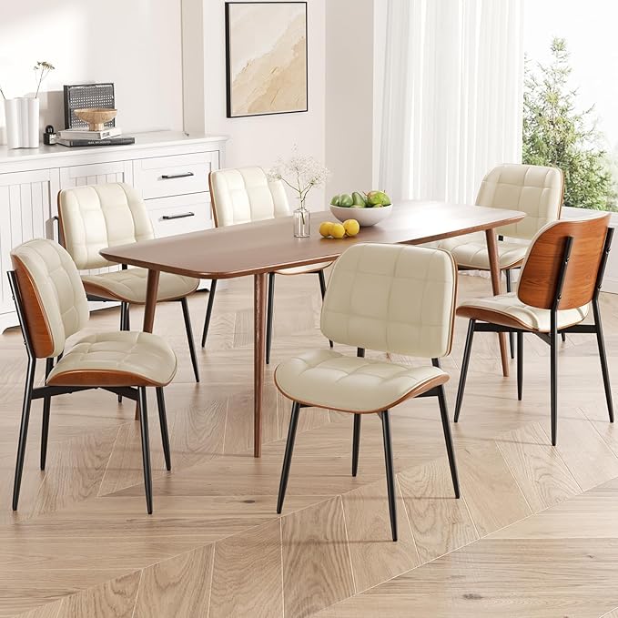 Dining Chair, Mid Century Modern Dining Room Chair with Thick Cushion, Uphols...