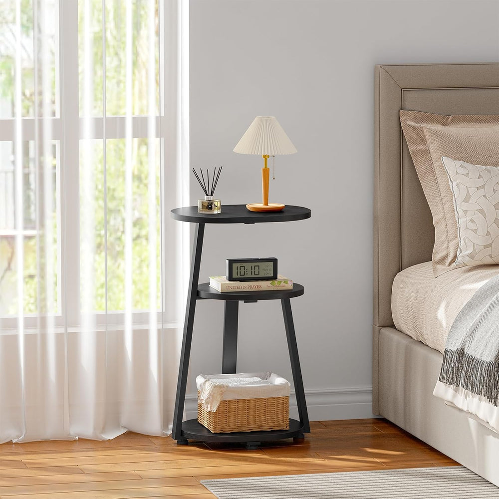 Kalrin Side Table, Small End Table with Metal Frame, 3-Tier Bedside Tables, R...