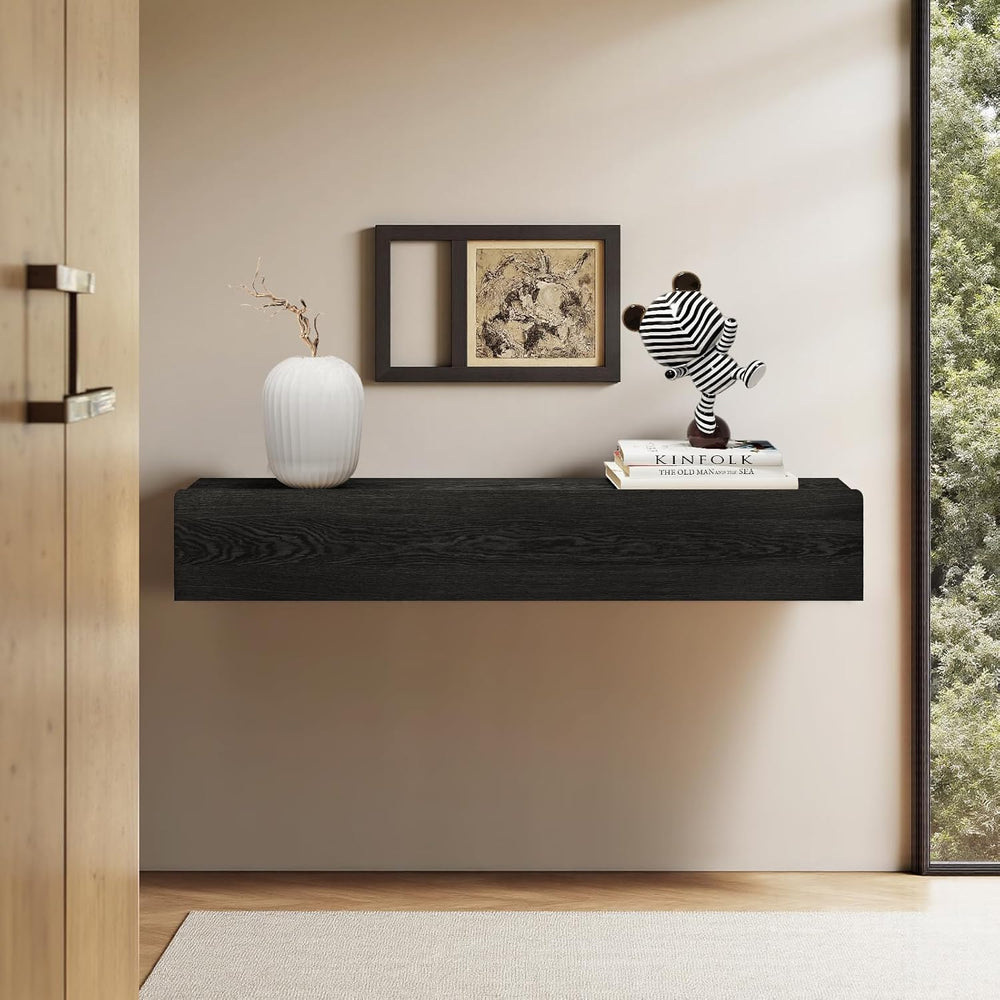 Floating Solid Wood Console Table, 32'' Wall Mounted Narrow Entryway ...