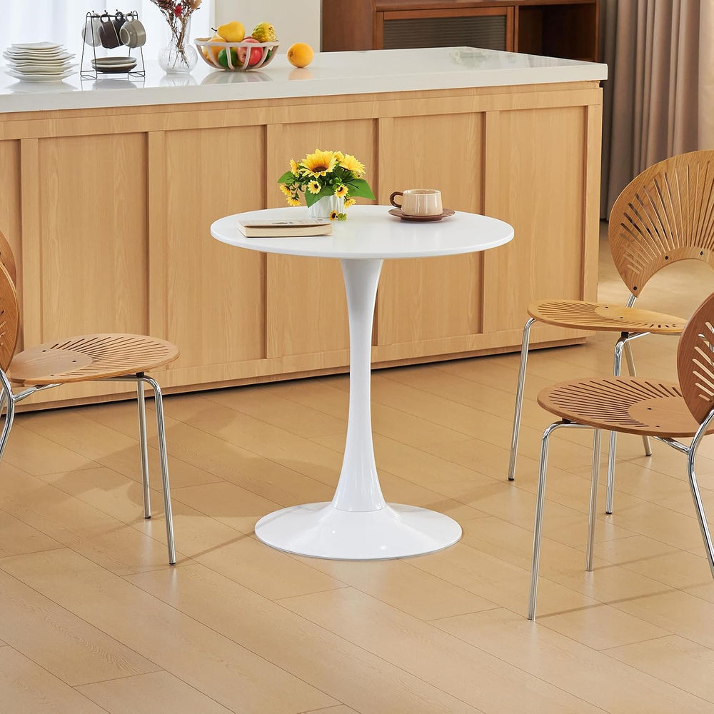 Round Dining Table, 27.6" Circle Tulip Table with Thickened Tabletop &am...