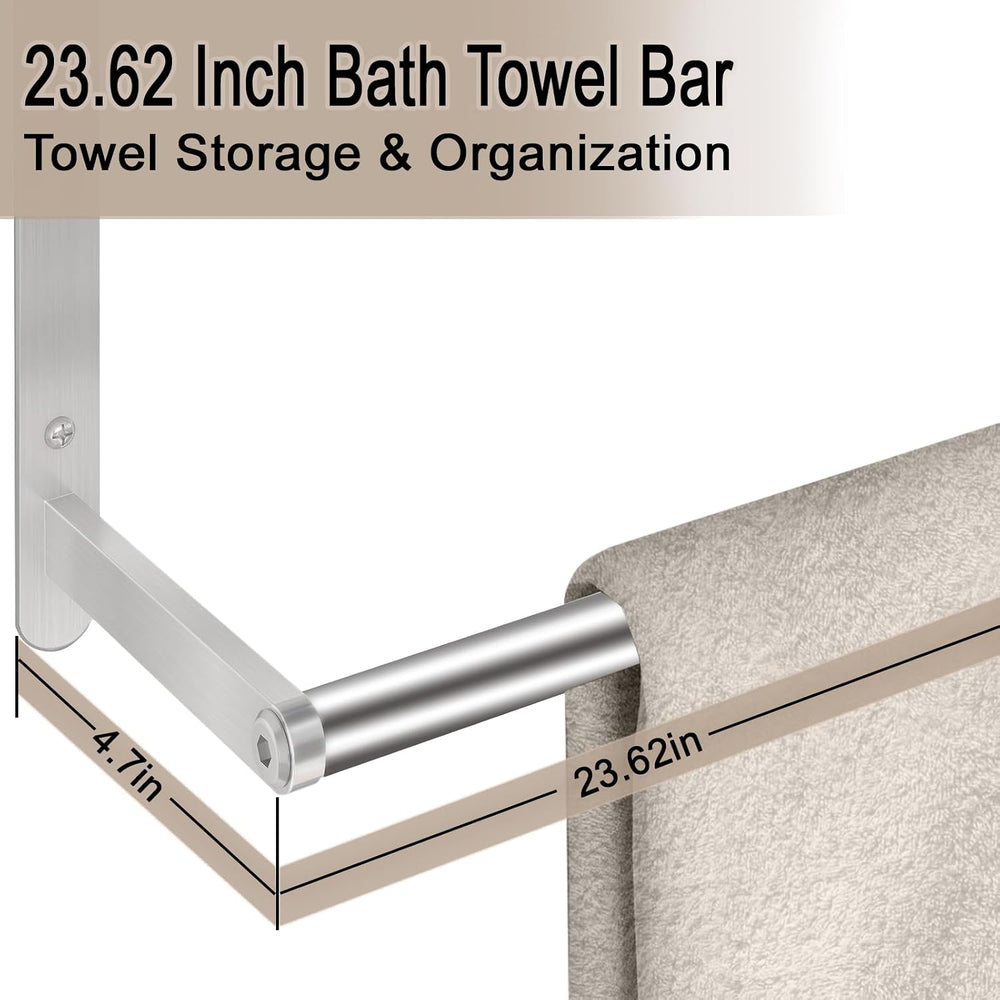 24 inch Towel Racks for Bathroom, VOTZAAQ Towel Shelf with Double Towel Bar, ...