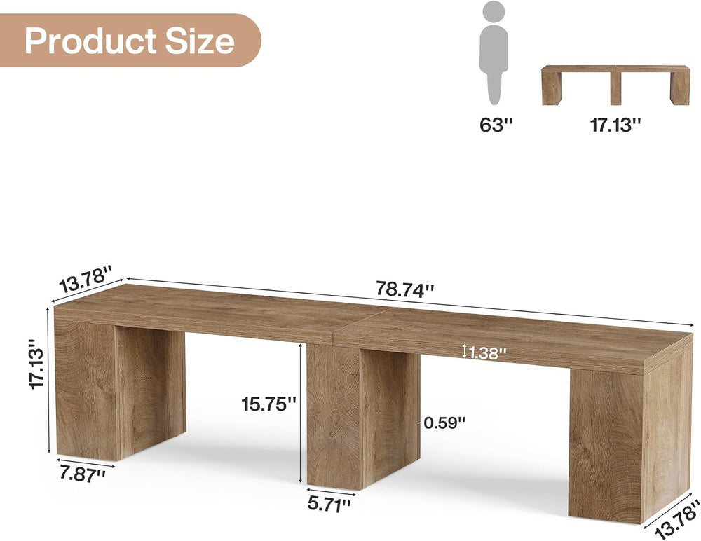 Tribesigns 78.74" Extra Long Dining Bench, Farmhouse Kitchen Wood Bench ...