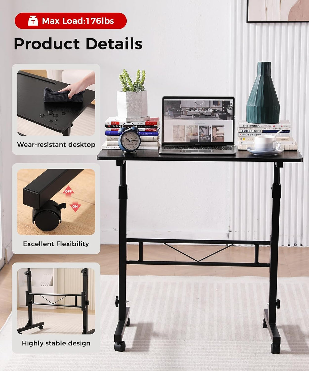 KLSMYHOKI Standing Desk Adjustable Height, Mobile Stand Up Desk with Wheels