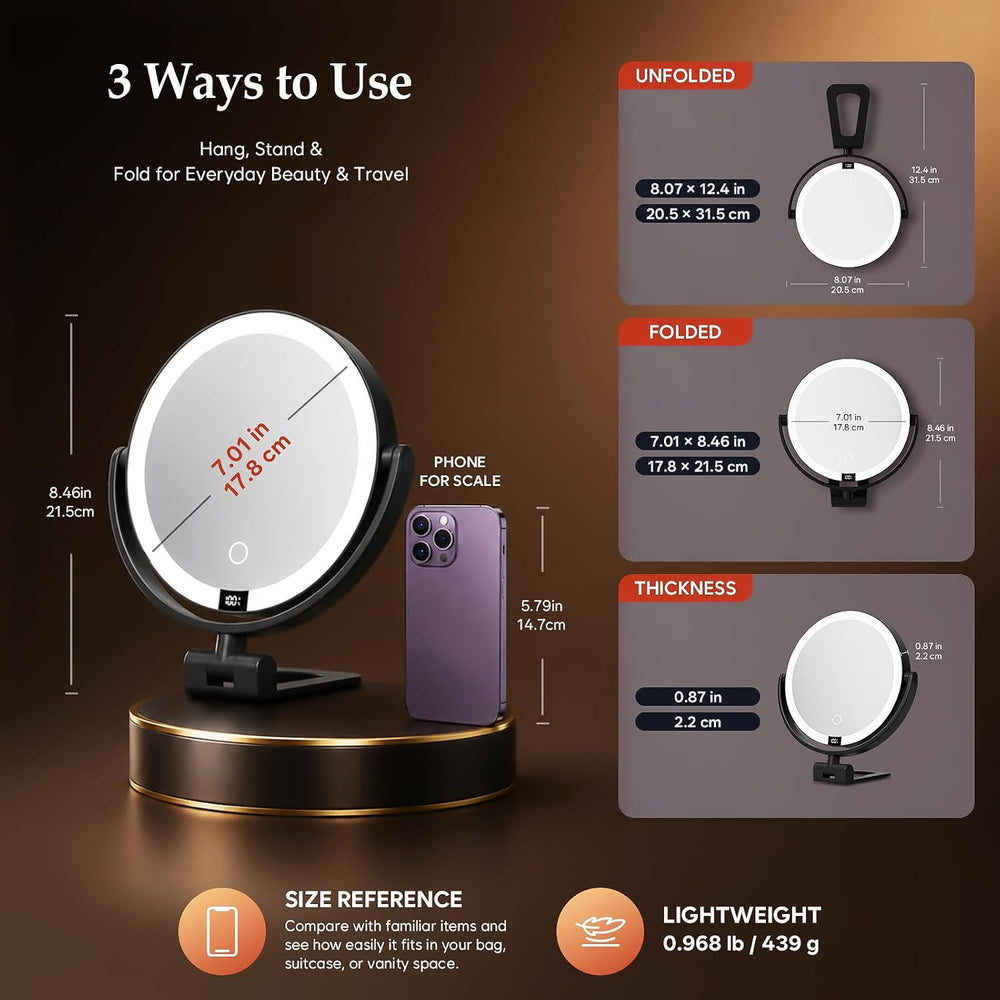 1X/30X Makeup Mirror with Lights, Magnifying Mirror (Black)