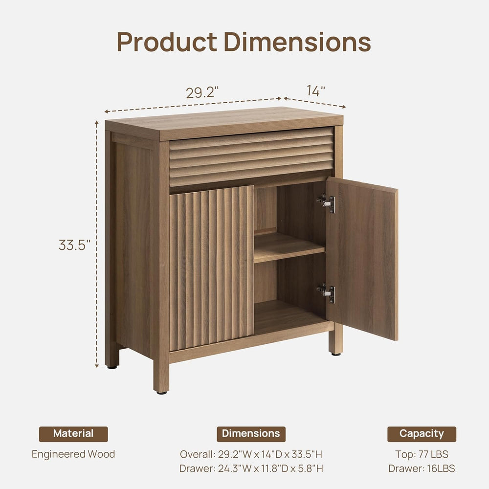 SICOTAS 87" Extra Large Buffet Cabinet with Storage, Modern Fluted Sideb...