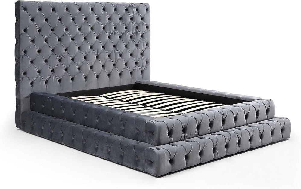 Better Home Products Eleonora King Size Velvet Upholstered Bed with Deep Butt...