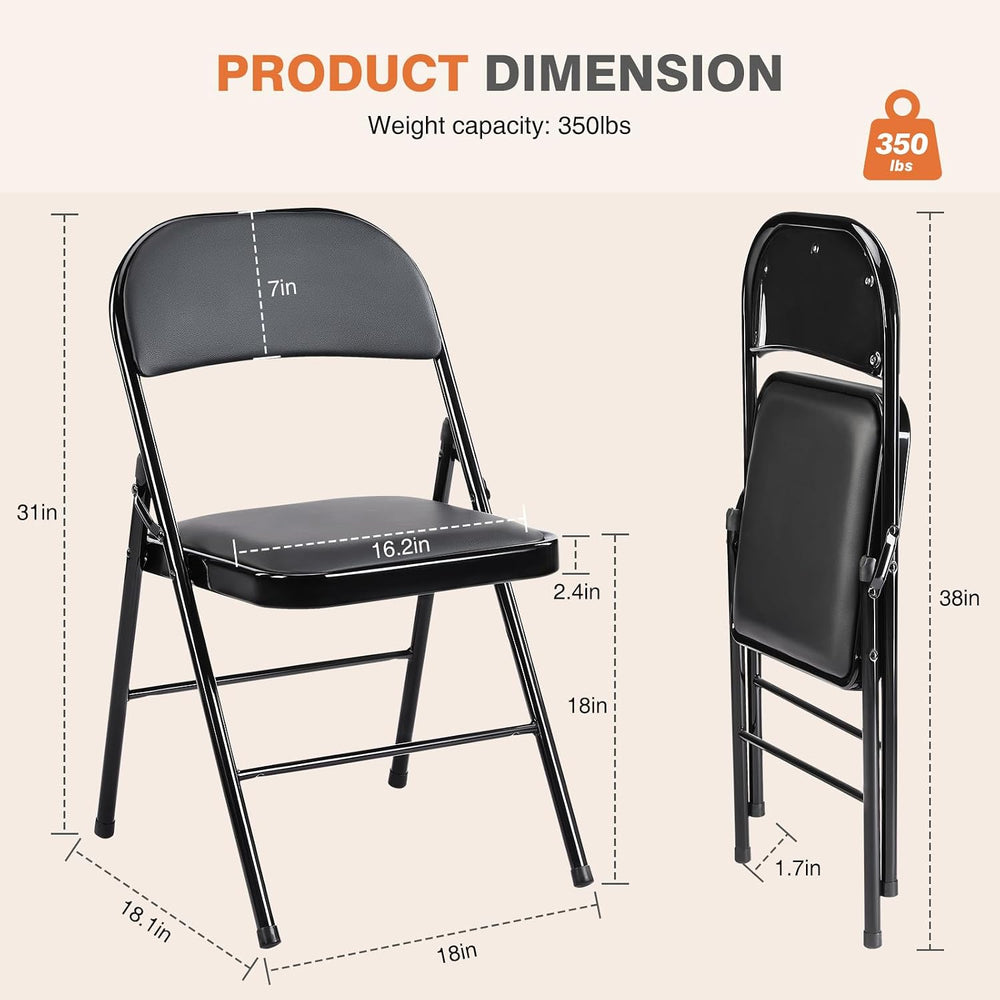 OLIXIS Padded Folding Chairs Set of 4, Portable Foldable Patio Dining Chairs,...