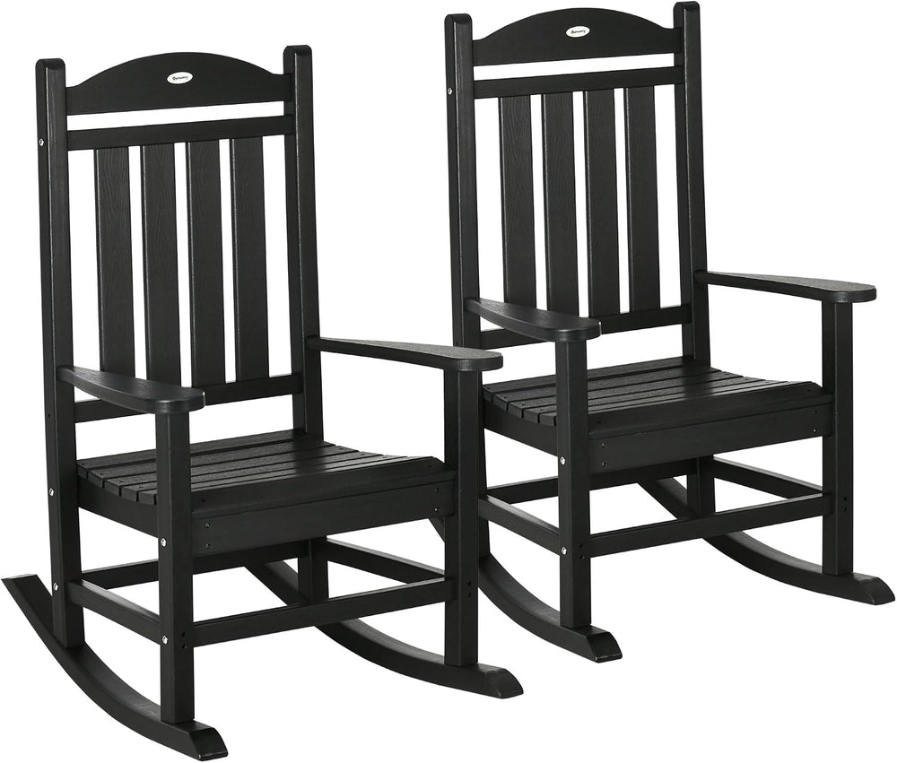 Outsunny 2 Pieces Outdoor Rocking Chair, All Weather-Resistant HDPE Rocking P...