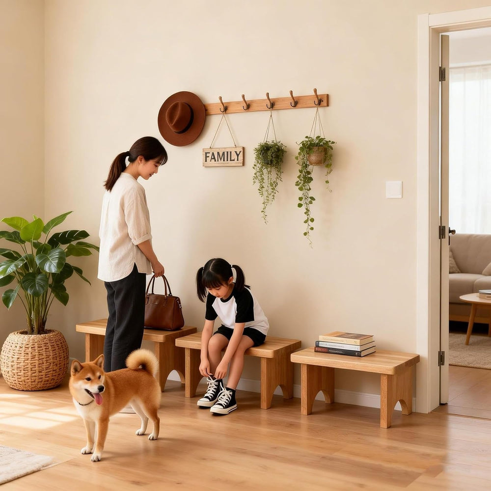 10'' 12'' 16'' Wooden Step Stool for Adults, Natural ...