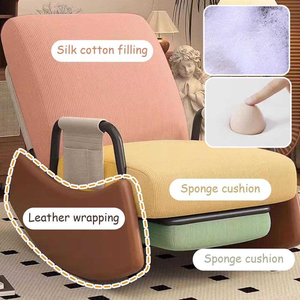Rocking Chair with Side Bags, Adjustable Backrest Recliner Armchairs, Wide Ac...