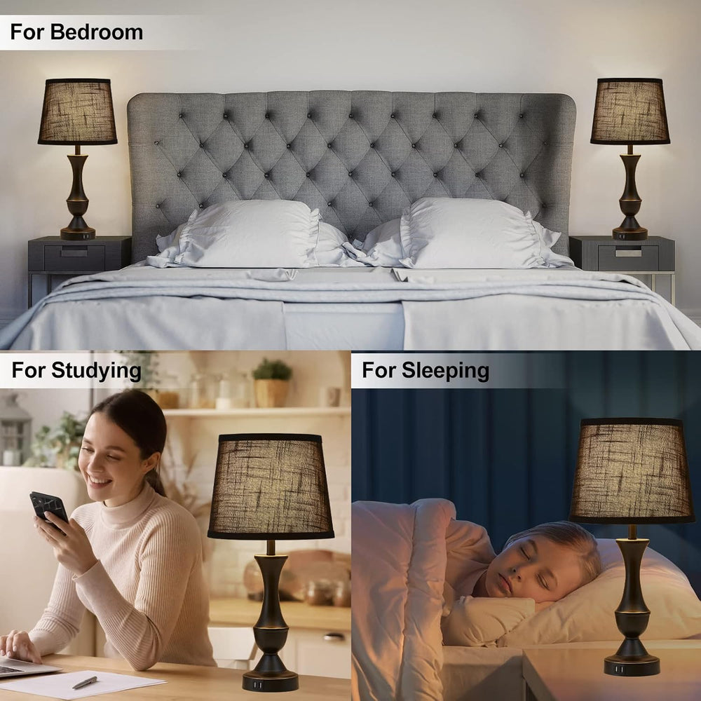 Luvkczc Black Touch Table Lamps Set of 2, 22" Tall Bedside Lamps