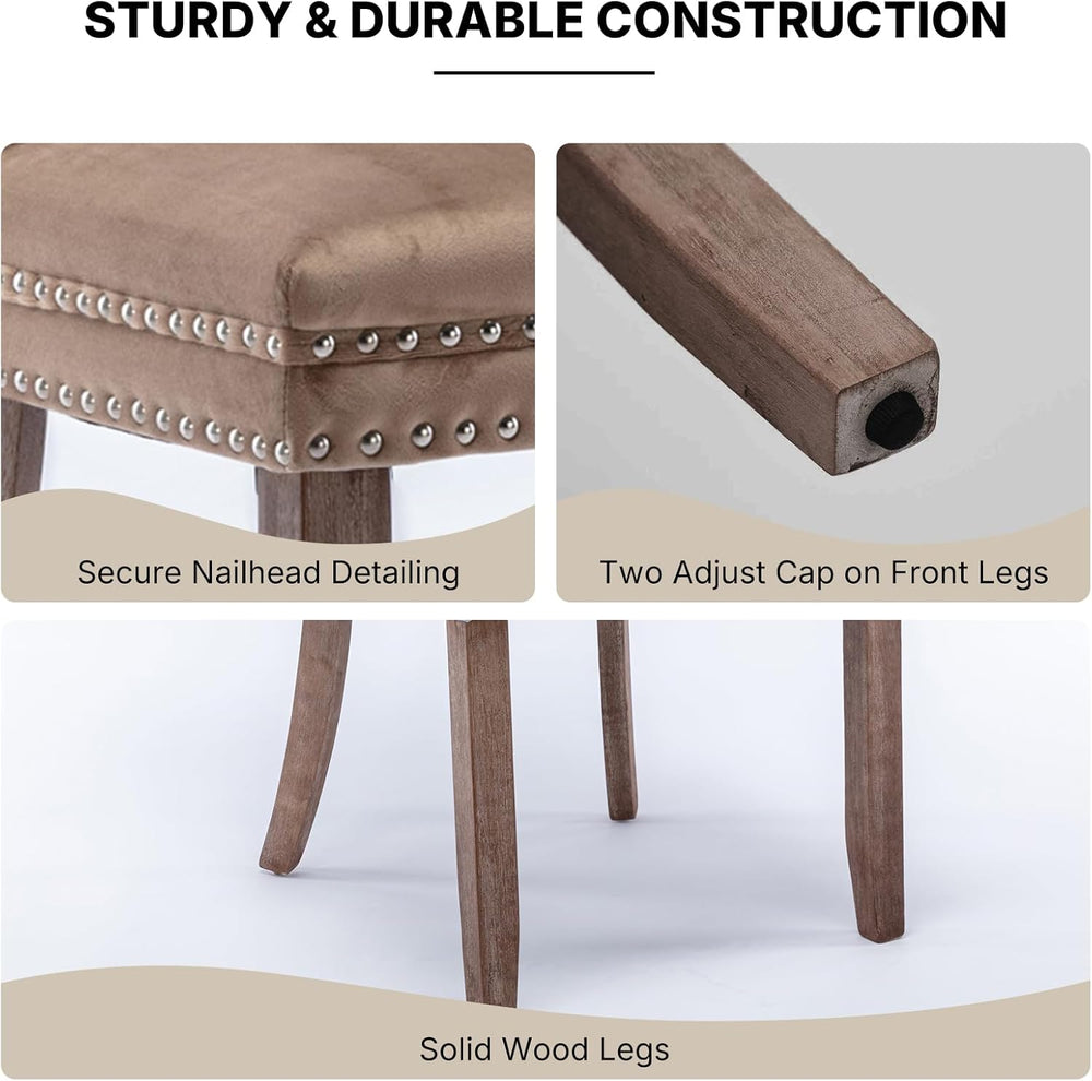 OVENTA Modern Tufted Upholstered Dining Chairs Set of 6, Sand Velvet Dining R...
