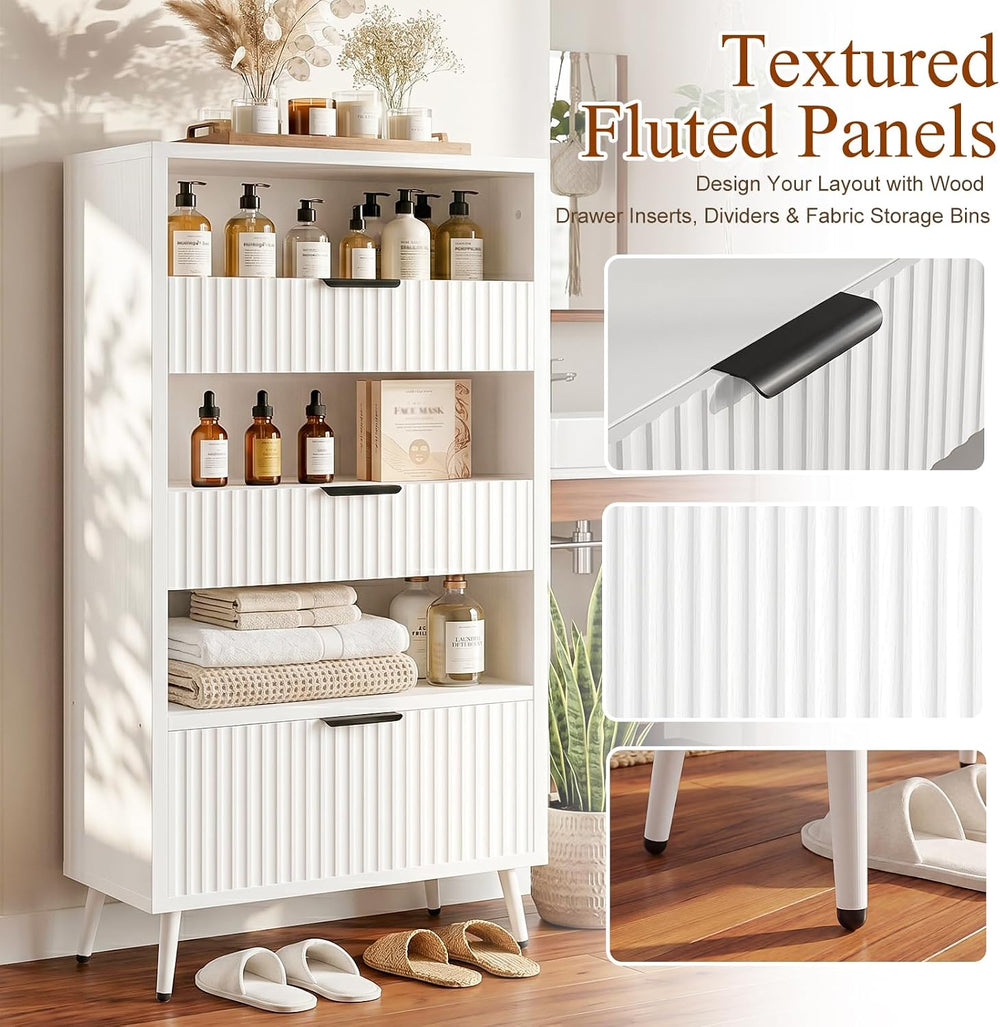 Bathroom Storage Cabinet, 51.2" H 5-Tier Freestanding Pantry Cabinet wit...