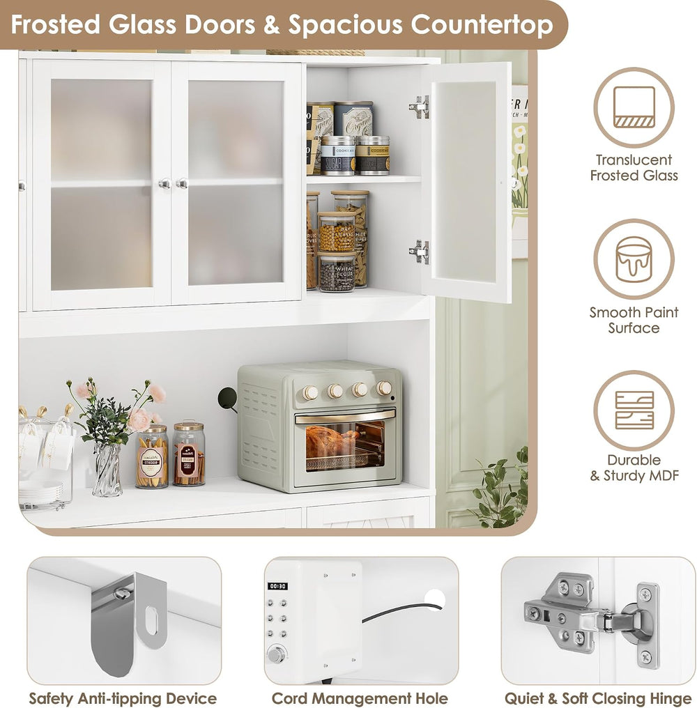 BOTLOG 72" Tall Kitchen Pantry Cabinet, 55.1" Wide Large Kitchen Hu...