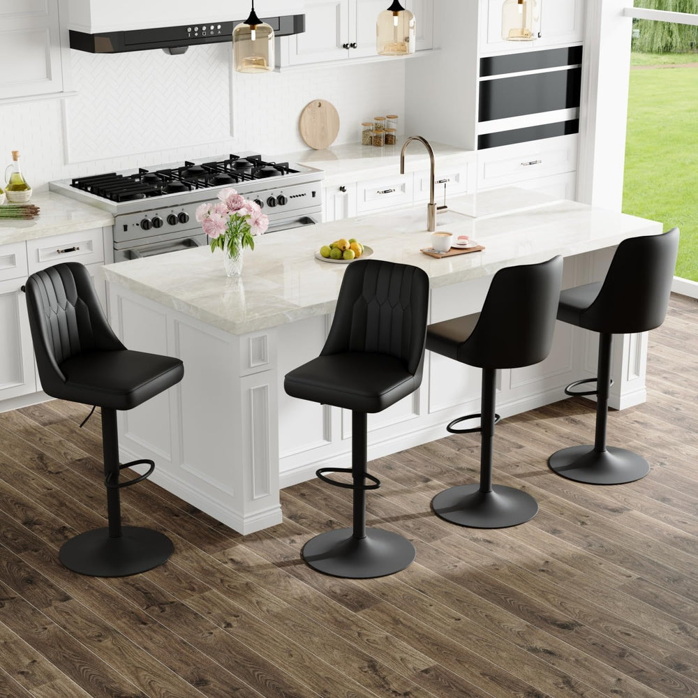 360° Adjustable Swivel Bar Stools Set of 4, Swivel Bar Stools with Back, Faux...